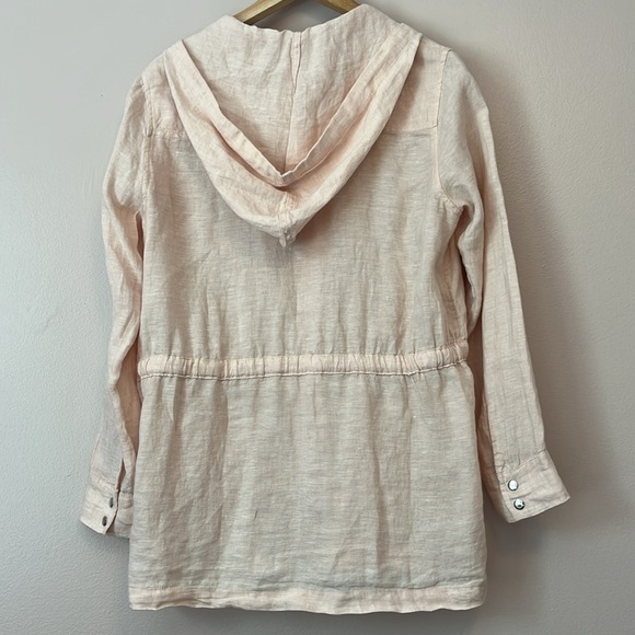 Rachel Roy 100% Linen Hooded Lightweight Jacket Pink Women's Small Snap Pockets - Picture 4 of 8